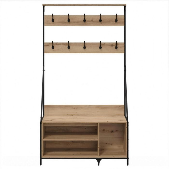 Porte manteau avec banc bois clair