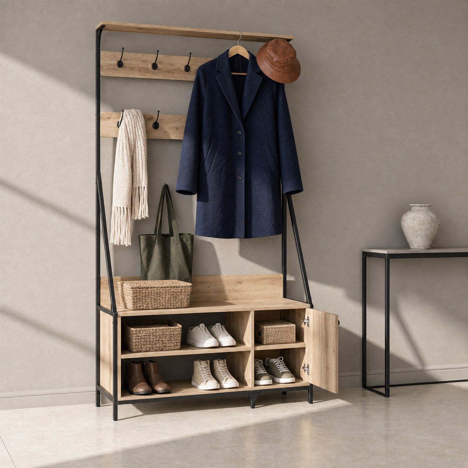 Banc de rangement pour entrée