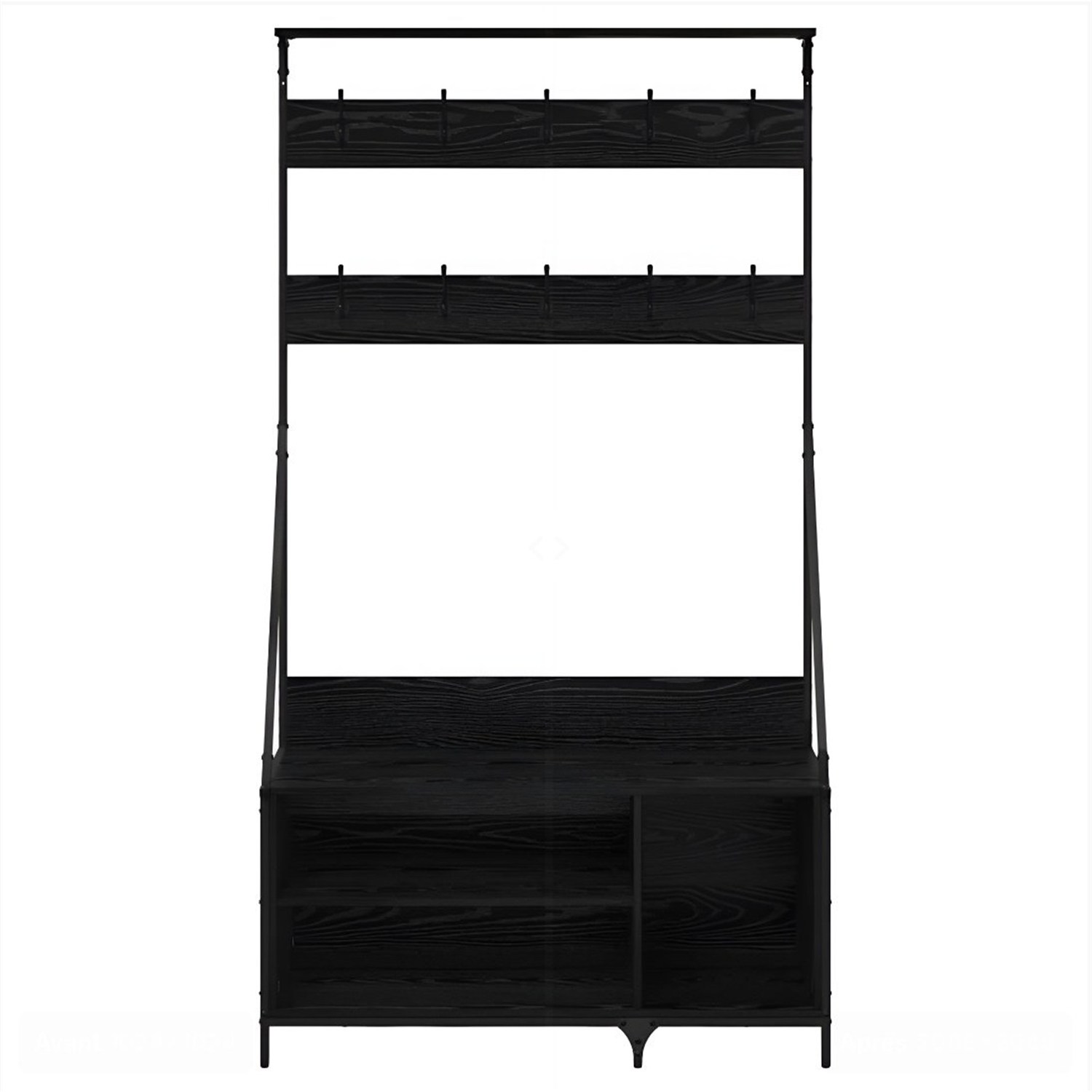 Penderie d'entrée noire avec banc