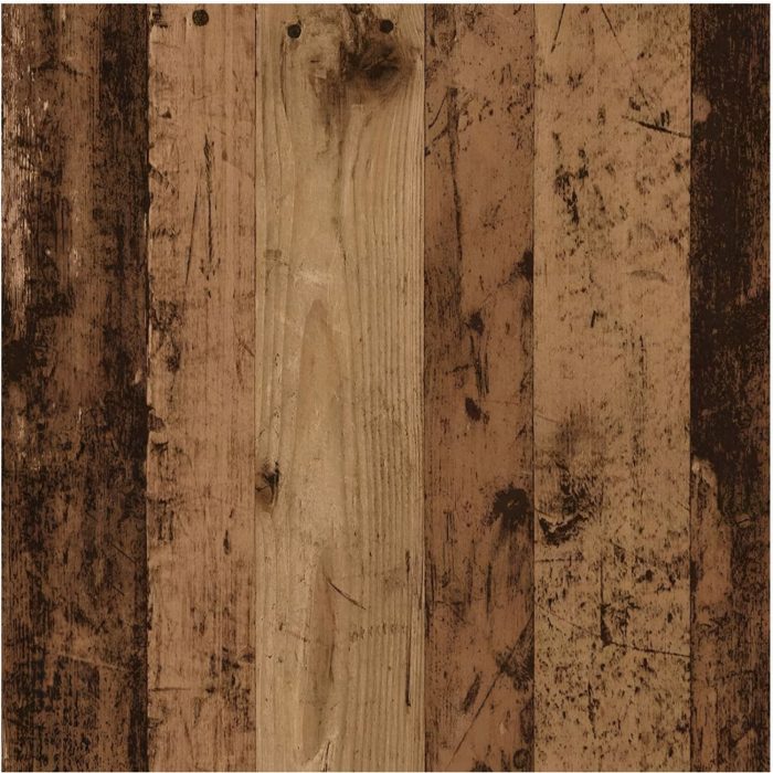 Texture bois recyclé brun aux veinures marquées, finition vieillie