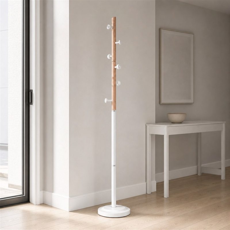 Porte manteau blanc et bois
