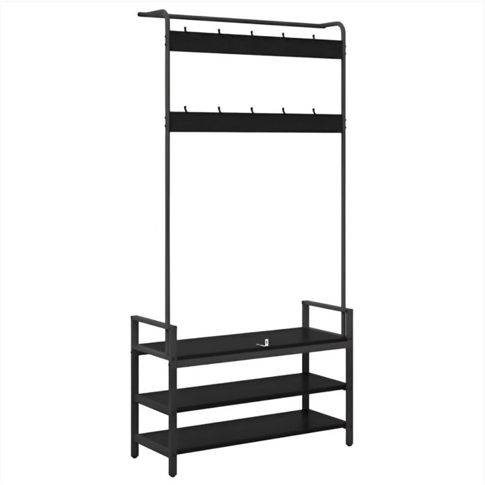 Meuble d'entrée noir avec banc