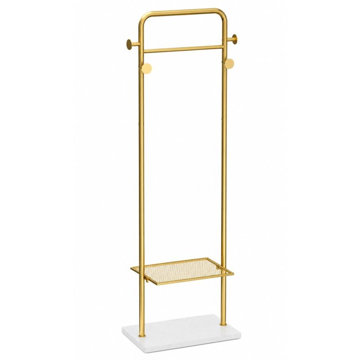 Porte manteau sur pied doré avec étagère