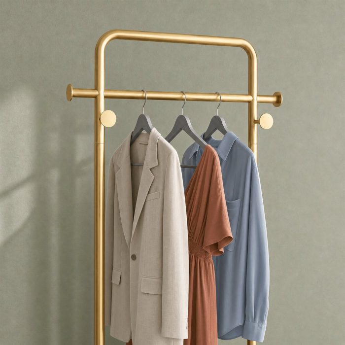 Portant à vêtements doré design