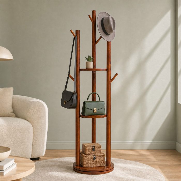 Valet de chambre en bois foncé