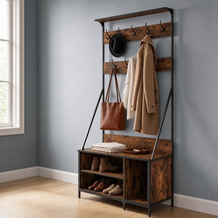 Vestiaire vintage bois foncé