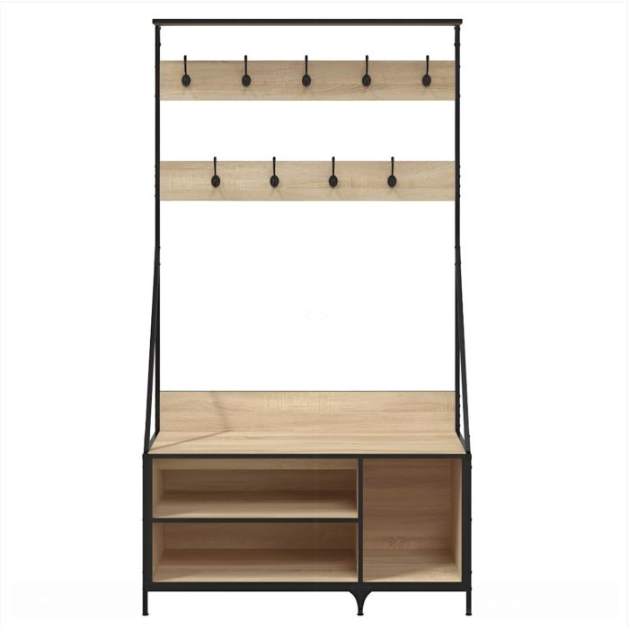 Meuble vestiaire bois clair avec banc
