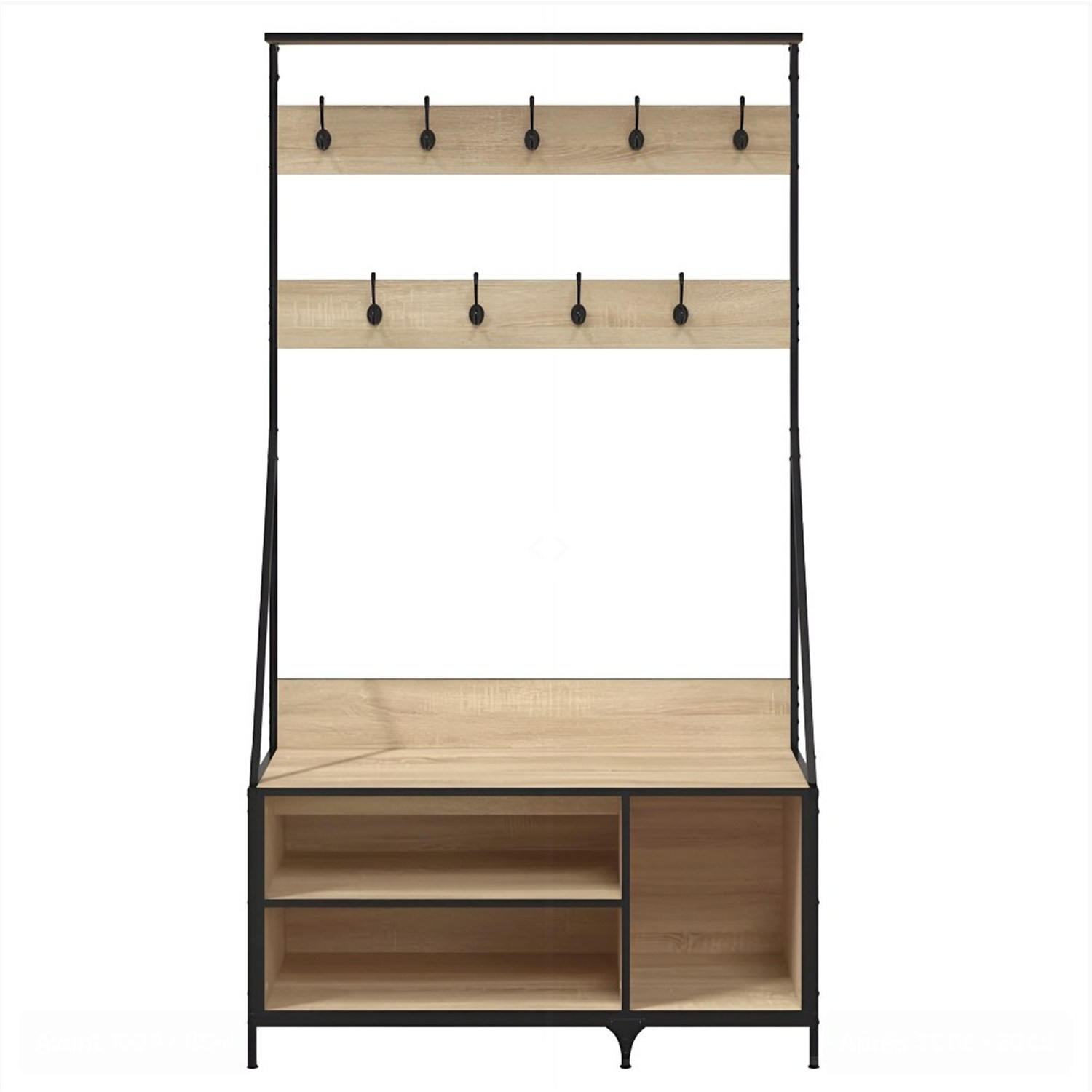 Meuble vestiaire bois clair avec banc