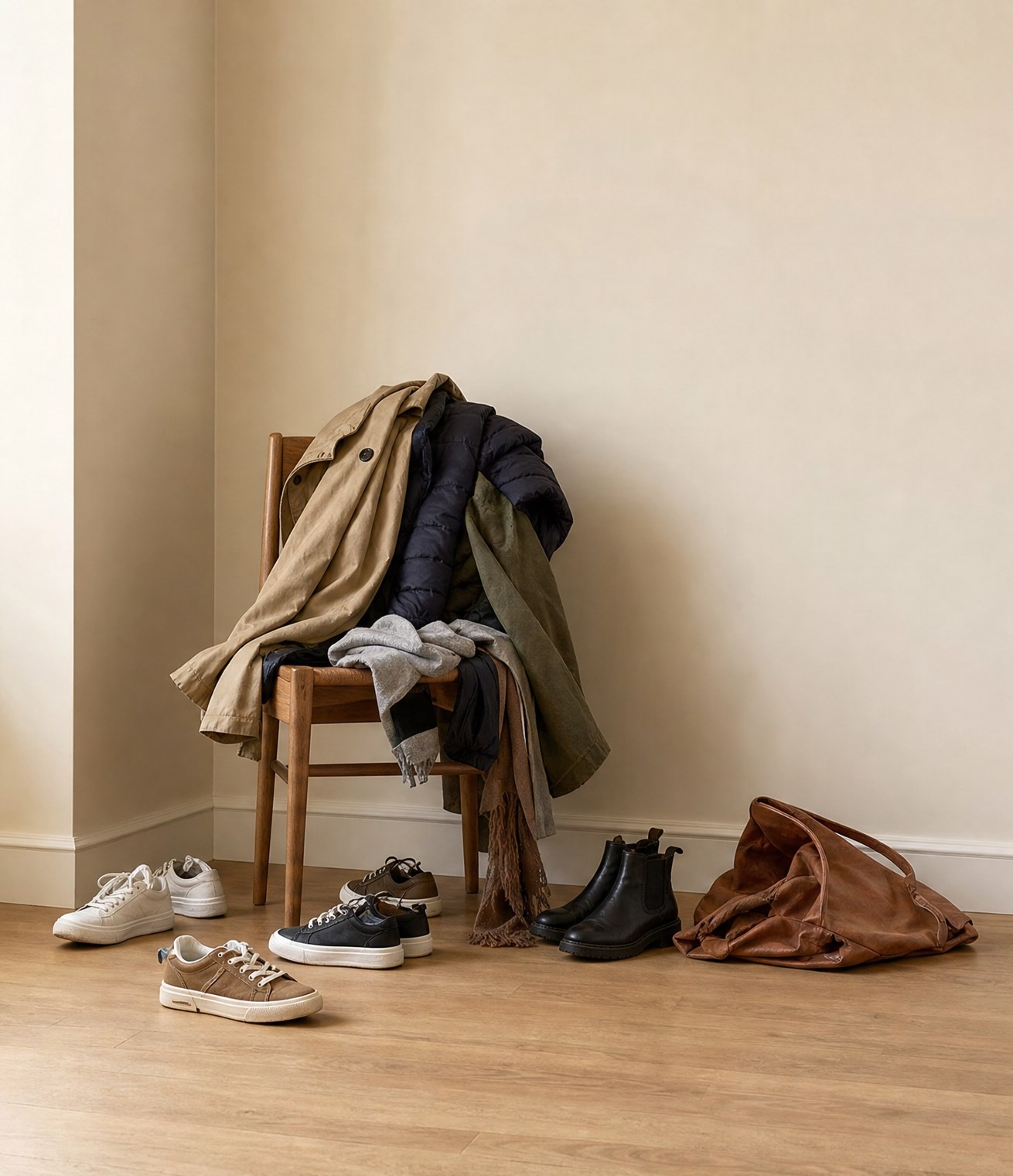 Entrée en désordre sans porte manteau